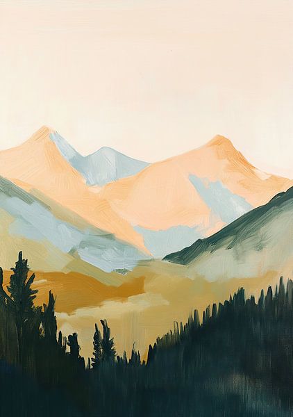 mountains forest beige nature minimalist by Niklas Maximilian