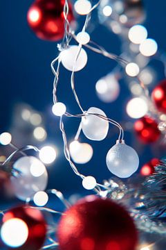 Twinkling Christmas lights and baubles by Poster Art Shop
