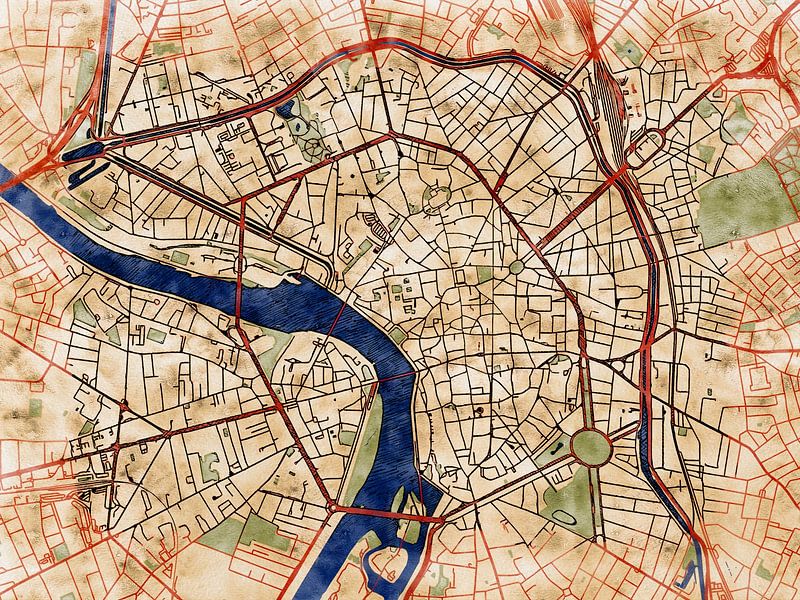 Kaart van Toulouse centrum in de stijl 'Serene Summer' van Maporia