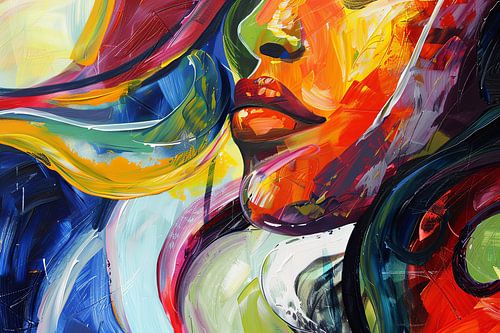 Digitaal abstract schilderachtig portret vrouw