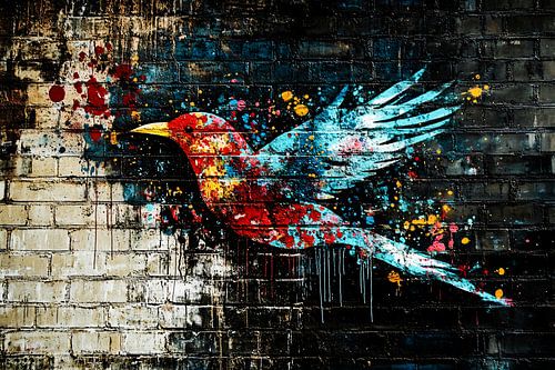 Vliegende vogel graffiti kunst