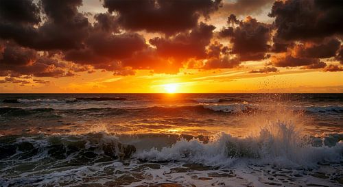 Dramatischer Sonnenuntergang über dem Meer