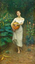 Junges Mädchen trägt einen Kürbis, Fausto Zonaro