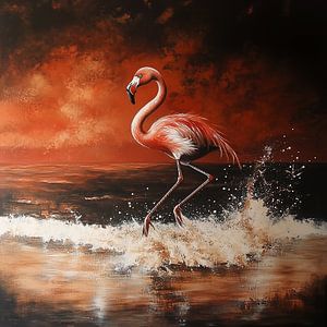 Flamingo-Tanz in Korallentönen
