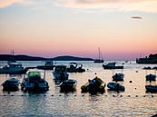 Kust van Kroatië boot zonsondergang van Déwy de Wit thumbnail