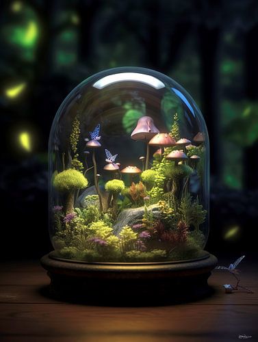 de natuur gevangen in een glazen potje/stolp