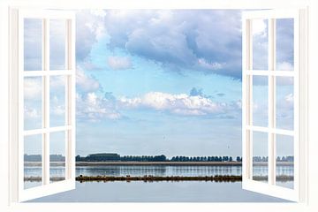 Uitzicht op het Grevelingenmeer gezien vanuit een raam van Fotografie Jeronimo