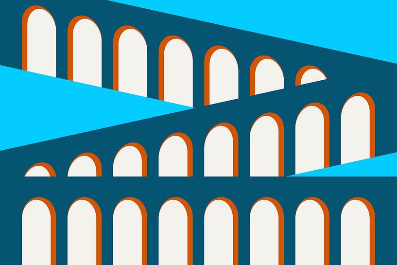 Mid Century Arches Aqua Blue by Mad Dog Art