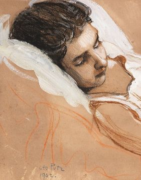 Leo Putz - Slapend meisje (1902) van Peter Balan
