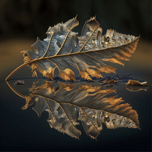 Still life , a leaf from a tree by Carla van Zomeren