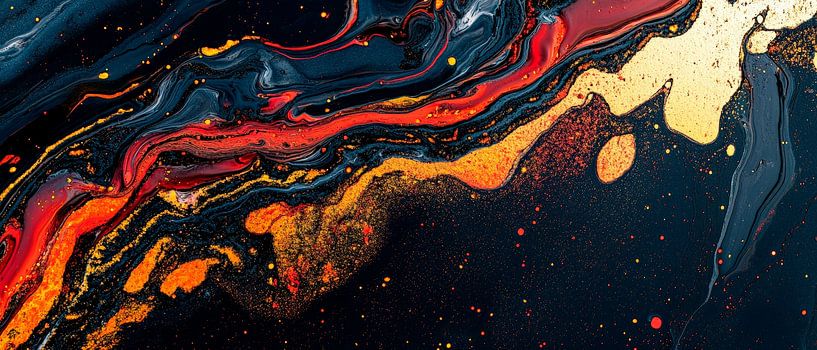 Farbexplosion in Schwarz-Rot-Gold von Poster Art Shop