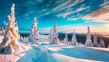 Paysage hivernal avec neige sur Mustafa Kurnaz