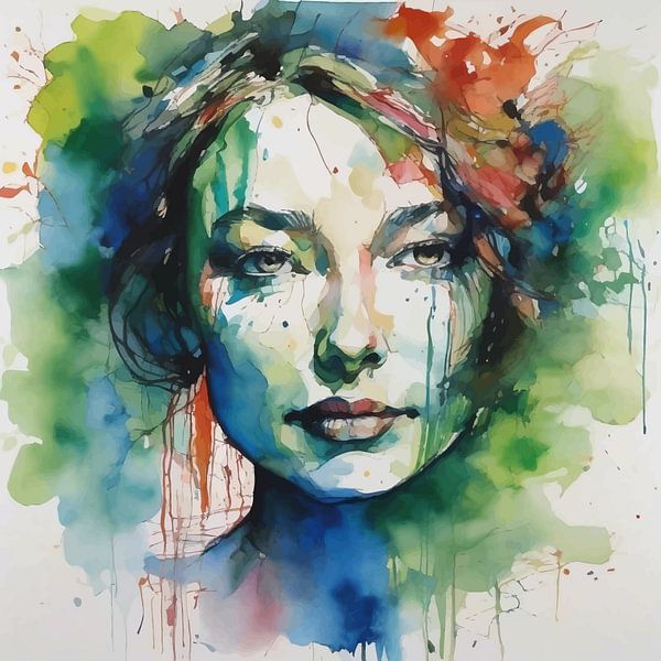 Peinture aquarelle minimaliste d'une femme par MIROKKU