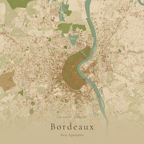 Historische Landkarte von Bordeaux, Frankreich