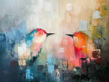 Vogeltje Abstract | Portret van Abstract Schilderij