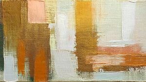 Abstrakte Kunst in Gold, Lachsrosa und Terrakotta - 3