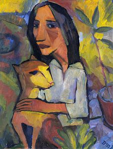 Junge Frau mit Katze, Dorothea Maetzel-Johannsen, Um 1919