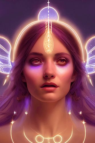 Violet Haze - Godin van het Licht Digitaal Fantasy-kunstwerk