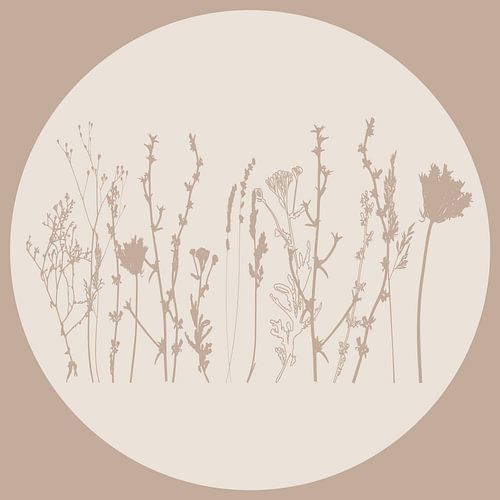 Scandinavische weide Minimalistische wilde bloemen in beige nr. 4