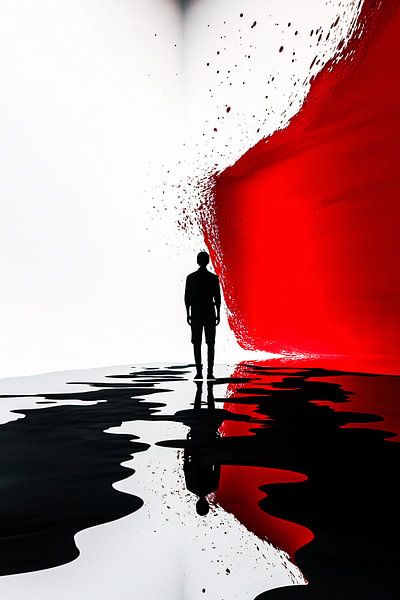 Abstract silhouet met rood effect van Art & Soul Creations