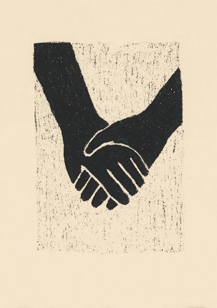 Black and white handshake Beige by Niklas Maximilian