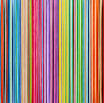 Dream Touch | Abstract schilderij met strepen en vele kleuren van Anja Namink - Schilderijen