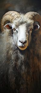 Brauner Widder Portrait Kunst