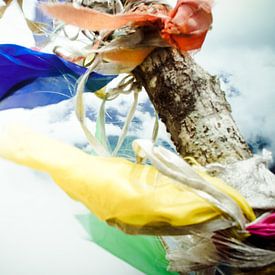 Waving Tibetan prayer flags by Christoph Kötteritzsch