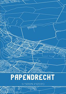 Blauwdruk | Landkaart | Papendrecht (Zuid-Holland) van Rezona