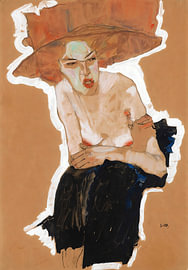 Femme au chapeau large sur Guadalupe Swann