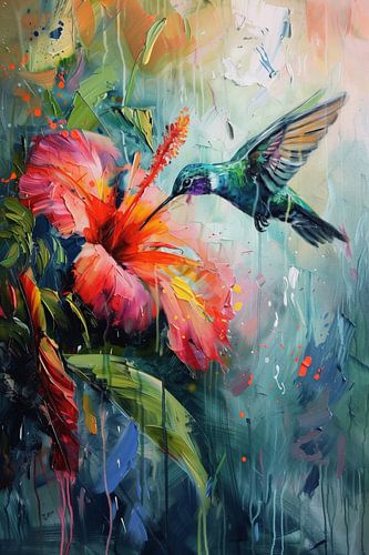 Hummingbird and Hibiscus