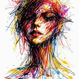 Multihue Chaos Woman Abstract Burst by Ramy Salah Hefny