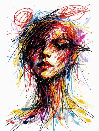 Multihue Chaos Vrouw Abstract Uitbarsting