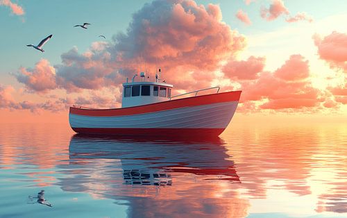 Bateaux de pêche vibrants sur des eaux sereines