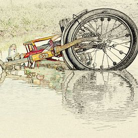 kinderfiets in het water by marleen brauers