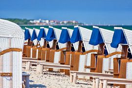 Wicker Beach chairs in rank and file