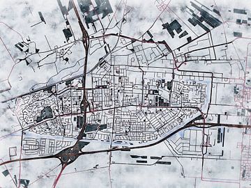 Kaart van Hoogeveen in de stijl 'White Winter' van Maporia