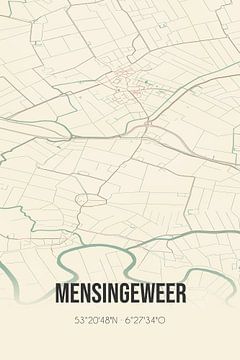 Vintage map of Mensingeweer (Groningen) by Rezona
