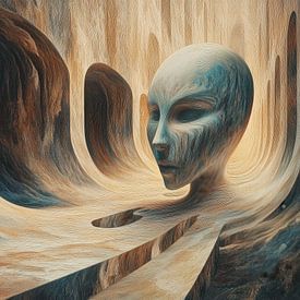 Mysterieus gezicht in een grot panorama van TheXclusive Art