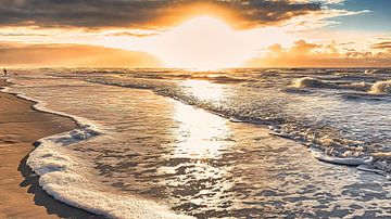 Sunset beach North Sea coast by Digital Art Nederland