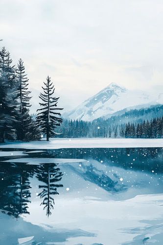 Winter landscape lake