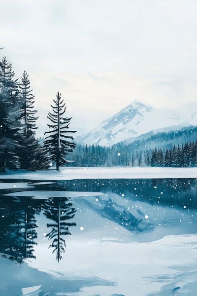Paysage hivernal du lac par Poster Art Shop