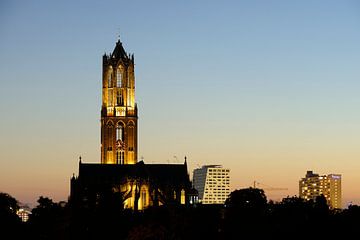 Cityscape of Utrecht with Dom tower, Dom church and city offices by Donker Utrecht