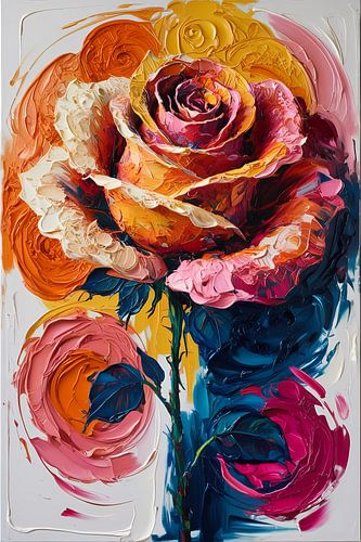 Kleurrijke abstracte roos in verf