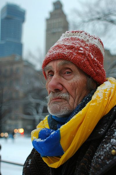 AI-Porträt mit Farben der ukrainischen Flagge von Egon Zitter