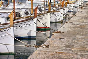 Mallorcaanse vissersboten in de haven van Pollenca