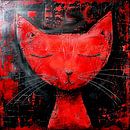 cat red abstract art calm expressive expressionism by gm_designs thumbnail