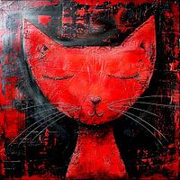 kat rood abstracte kunst rustig expressief expressionisme