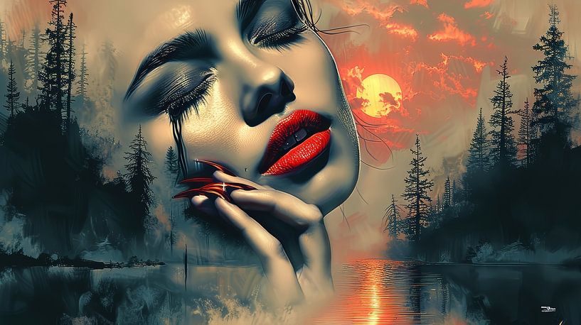 Abstraktes Vintage-Frauengesicht von Gelissen Artworks