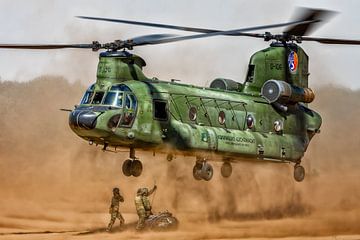 Chinook helicopter during a slingload exercise. by Aron van Oort